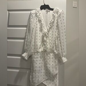 Mable white dress with diamonds studs NWT